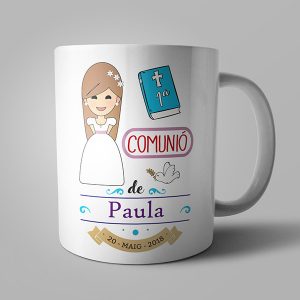 Tassa "1ª comunió de.." per a xiqueta blanca